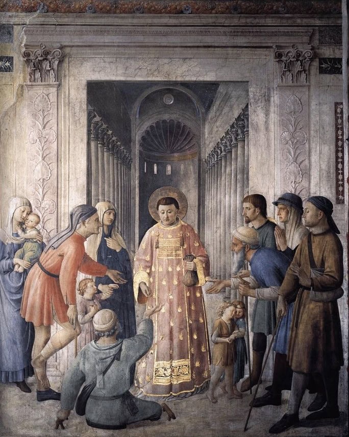 san lorenzo distribuisce elemosine